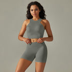 6606 vest+shorts set-deep gray