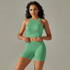 6606 vest+shorts set-light green