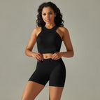 6606 vest+shorts set-black