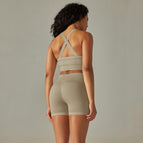 6606 cross-bras+shorts suits-Khaki