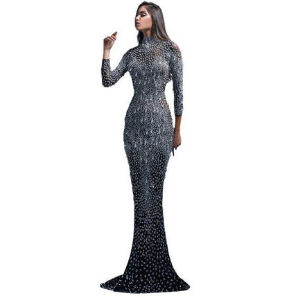 Womens Mermaid Prom Dresses Long Sleeves Sparkly Tulle Formal Evening Dresses Ball Gowns