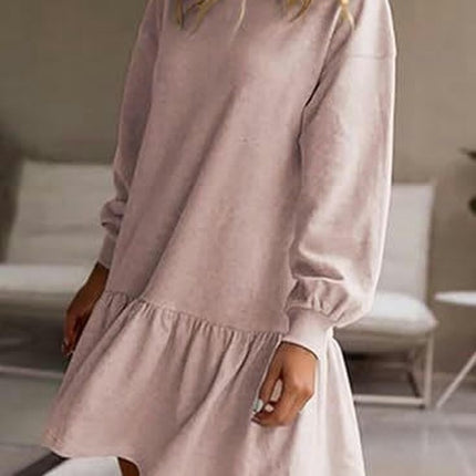 Sweatshirt Dress Women Crew Neck Long Sleeve Pullover Dress Fall Mini Dress