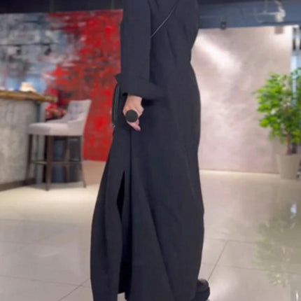 Womens Maxi Dresses Long Sleeve V Neck Casual Split Loose Long Dress with Pockets