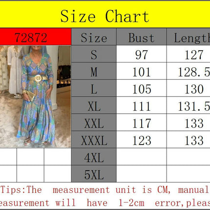 Women's Long Sleeve Boho Maxi Dress V Neck Print Casual Button Down Long Dress