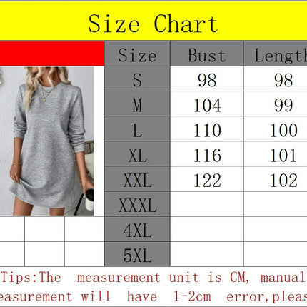 Women's Sweatshirt Dress Crewneck Long Sleeve Loose Fit Mini Casual Dress