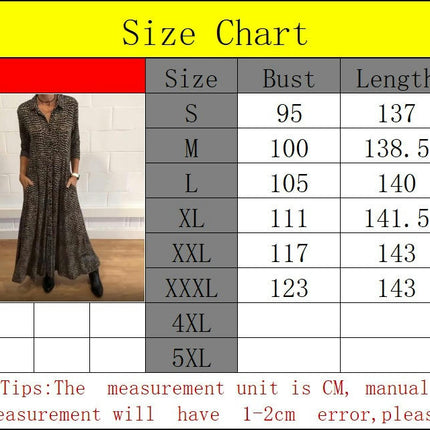 Women's Casual Printed Long Sleeve Shirt Dress Button Down Lapel Collar Maxi Dress