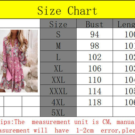 Womens Mini Dresses Boho Floral V Neck Long Sleeve Ruffle Tiered Short Dress