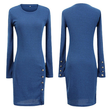 Women's Long Sleeve Bodycon Knit Dress Crew Neck Elegant Mini Dresses