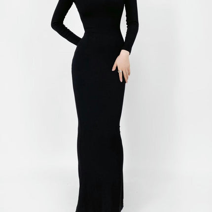 Women's Off Shoulder Bodycon Maxi Dresses Elegant Long Sleeves Knit Dresses