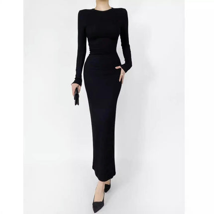 Women's Long Sleeve Bodycon Maxi Dress Casual Crew Neck Elegant Long Dresses