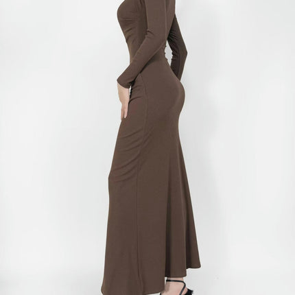 Women's Long Sleeve Long Dresses Sexy Square Neck Bodycon Maxi Long Dress