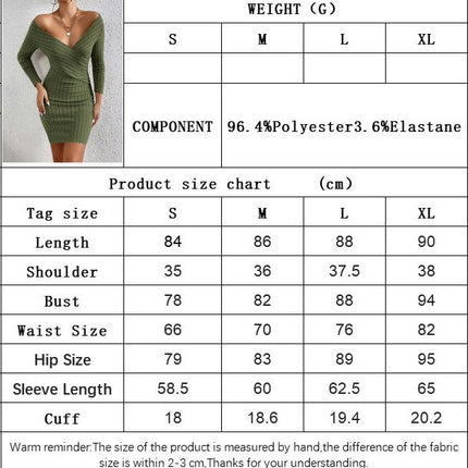 Womens Ribbed Knit Wrap V Neck Short Dresses Long Sleeve Bodycon Mini Dress