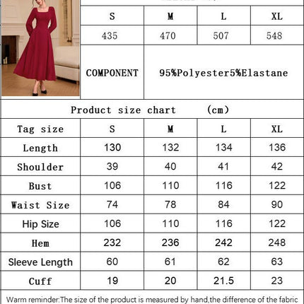 Women's Square Neck Dresses Puff Long Sleeve A Line Flowy Maxi Dress