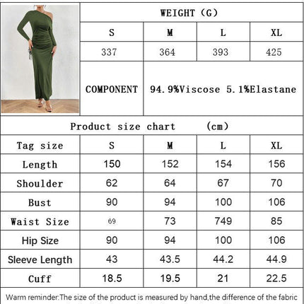 Women's Elegant Long Sleeve Evening Party Dress Sexy One Shoulder Drawstring Bodycon Dresses