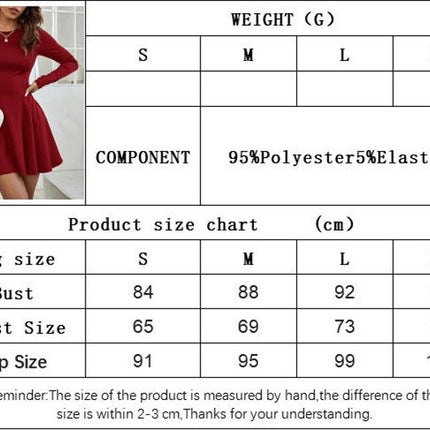 Women's Casual Long Sleeve Dress Crew Neck Flowy A Line Party Mini Dresses