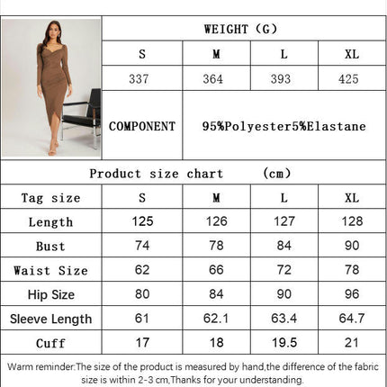 Women's Casual Ruched Dress Sweetheart Neck Long Sleeves Bodycon Midi Dresses