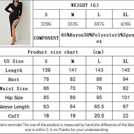 Women's Sexy Deep V Neck Long Sleeve Midi Dress Backless Bodycon Slit Dresses