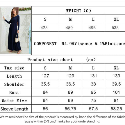 Women's Long Sleeve Loose Plain Maxi Dresses Casual Round Neck Dresses with Pockets