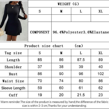 Women Sexy Long Sleeve Mini Dresses Crew Neck Backless Bodycon A Line Ribbed knit Dress