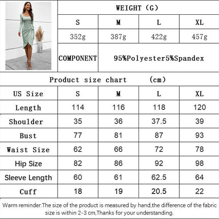 Women's Long Sleeve Wrap Midi Dresses Square Neck Tie Waist Bodycon Party Dress