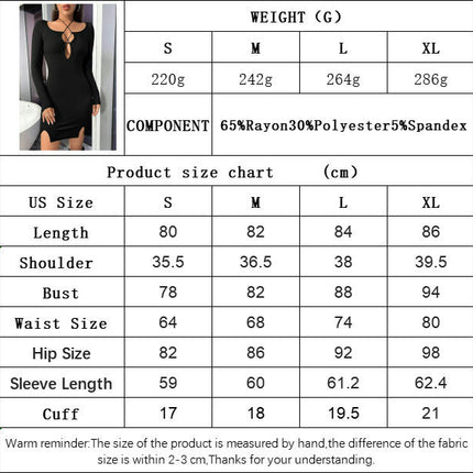 Women's Sexy Cutout Tie Scoop Neck Long Sleeve Bodycon Split Mini Dress