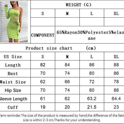 Women's Sexy One Shoulder Short Dress Long Sleeve Cut Out Bodycon Mini Dresses