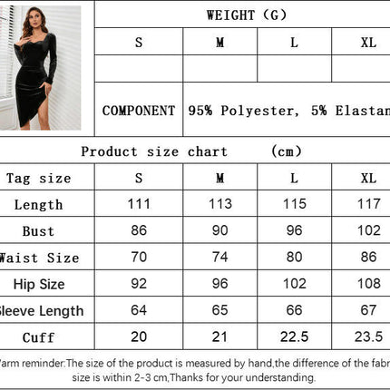 Women's Sweetheart Neck Dress Long Sleeve Bodycon Velvet Midi Cocktail Party Dresses