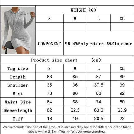 Women's Casual Long Sleeve Pullover Mini Dress Bodycon Ribbed knit Hoodie Dresses