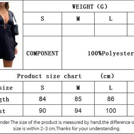 Women's Long Sleeve Tie-up Front Short Dress Deep V-Neck A-line Sexy Mini Dress