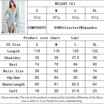 Women's Long Sleeve Bodycon Midi Dress Casual V Neck Ruched Split Cocktail Party Dress