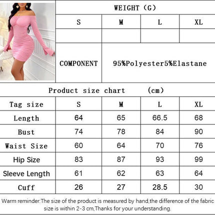 Women's Off Shoulder Bodycon Mini Dress Long Sleeve Ruched Party Short Dresses