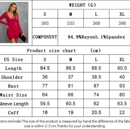 Womens Sexy Deep V Neck Drawstring Ruched Bodycon Mini Dress Long Sleeve Short Dress