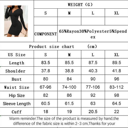 Women's Sexy Bodycon Mini Dress Long Sleeve Deep V Neck Ruched Party Cocktail Short Dresses