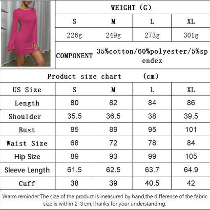 Women's Long Sleeve Crew Neck Mini Dress Backless Slim Fit Party Club Bodycon Dresses