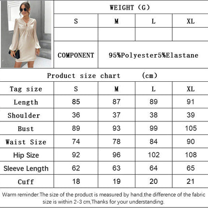 Women's Tie V Neck Puff Long Sleeve Slim Fit Dress A Line Short Going Out Dresses