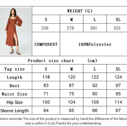 Womens Puff Long Sleeve Sweetheart Neck Dress A Line Flowy Split Midi Dresses