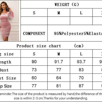 Women's Velvet Puff Long Sleeve Dresses Square Neck Bodycon Ruched Mini Dress for Party Cocktail