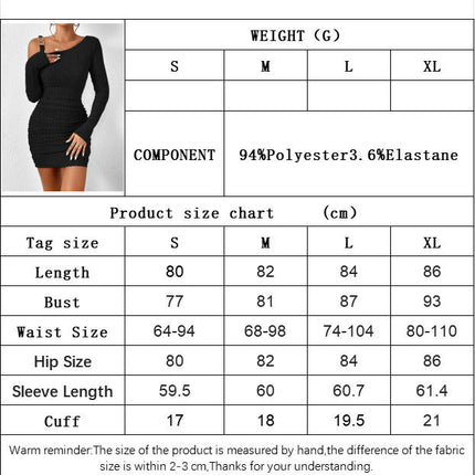 Women's Sexy One Shoulder Bodycon Dress Long Sleeve Slim Fit Ruched Mini Dresses