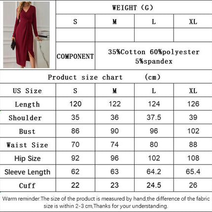 Women's Elegant V Neck Long Sleeve Ruched Bodycon Split Party Midi Dress