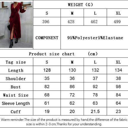 Women's Long Sleeve V-Neck Dresses with Slit Maxi Velvet for Wedding Formal Party Gowns