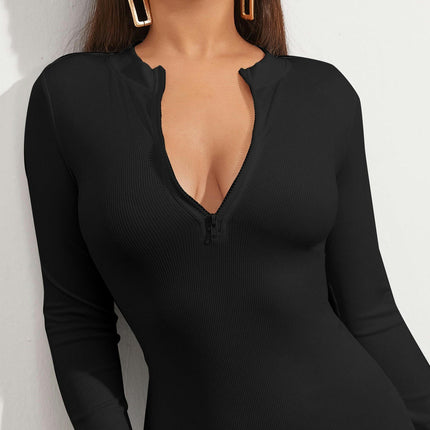 Women 's Sexy Plunged V Neck Long Sleeve Night Out Club Cocktail Party Mini Dresses