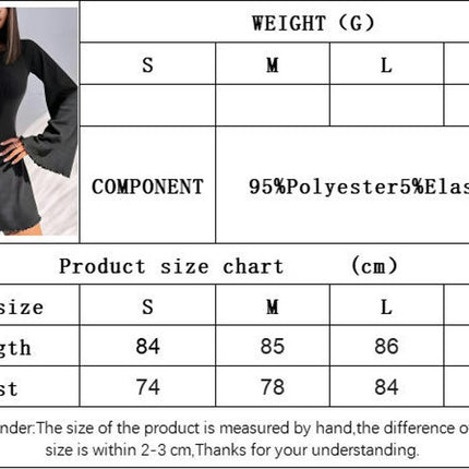 Women's Elegant Crew Neck Bell Long Sleeve Slim Fit Mini Dress A Line Swing Dresses