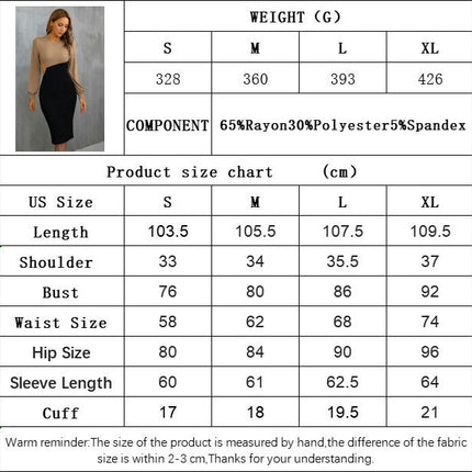 Women's Color Block Bodycon Midi Dresses Crew Neck Long Sleeves Cut Out Cocktail Party Dress