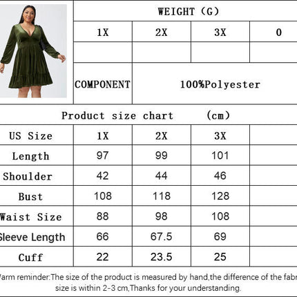 Women's Plus Size Velvet Long Sleeve Cocktail Dress V Neck Mini Party Dress