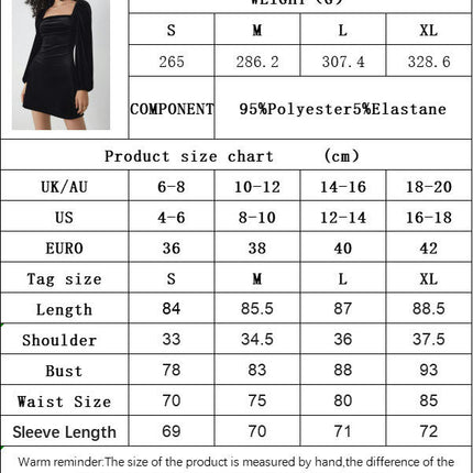 Women's Velvet Puff Long Sleeve Dresses Ruched Square Neck Slim Fit Cocktail Party Mini Dress