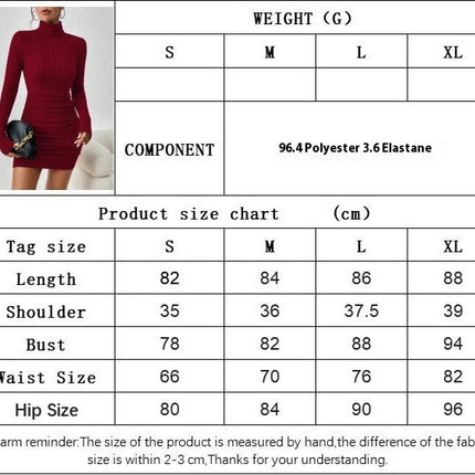 Women's Casual knit Long Sleeve Bodycon Sexy Turtleneck Mini Club Party Dresses