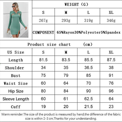 Women's V Neck Long Sleeve Mini Dress Cutout Bodycon Slit Dresses