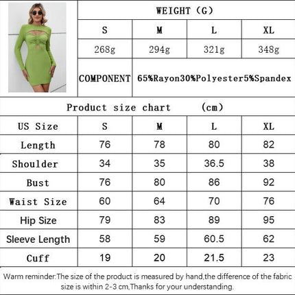 Women's Crew Neck Long Sleeve Mini Dress Cutout Drawstring Bodycon Dresses