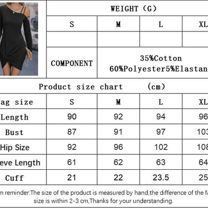 Womens Sexy One Shoulder Bodycon Dresses Long Sleeve Twist Front Mini Dress