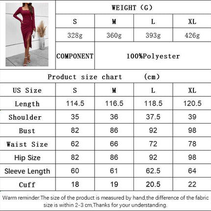 Women's Ruched Bodycon Square Neck Dress Long Sleeve Drawstring Slit Midi Dresses